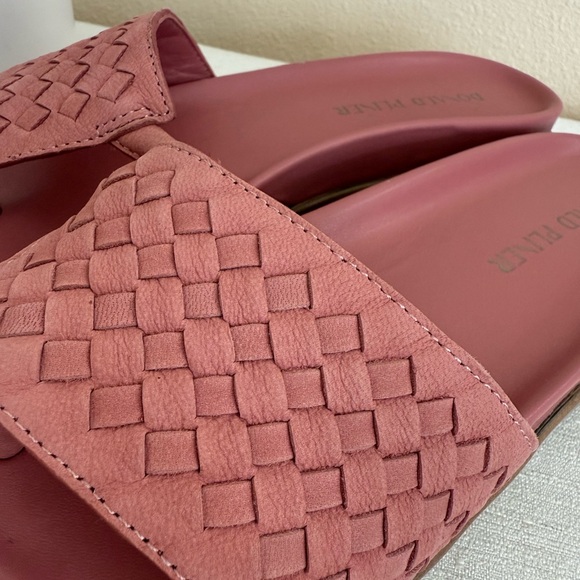 New Donald Pliner Mauve Pink Woven Leather Slide Sandals - Picture 8 of 13